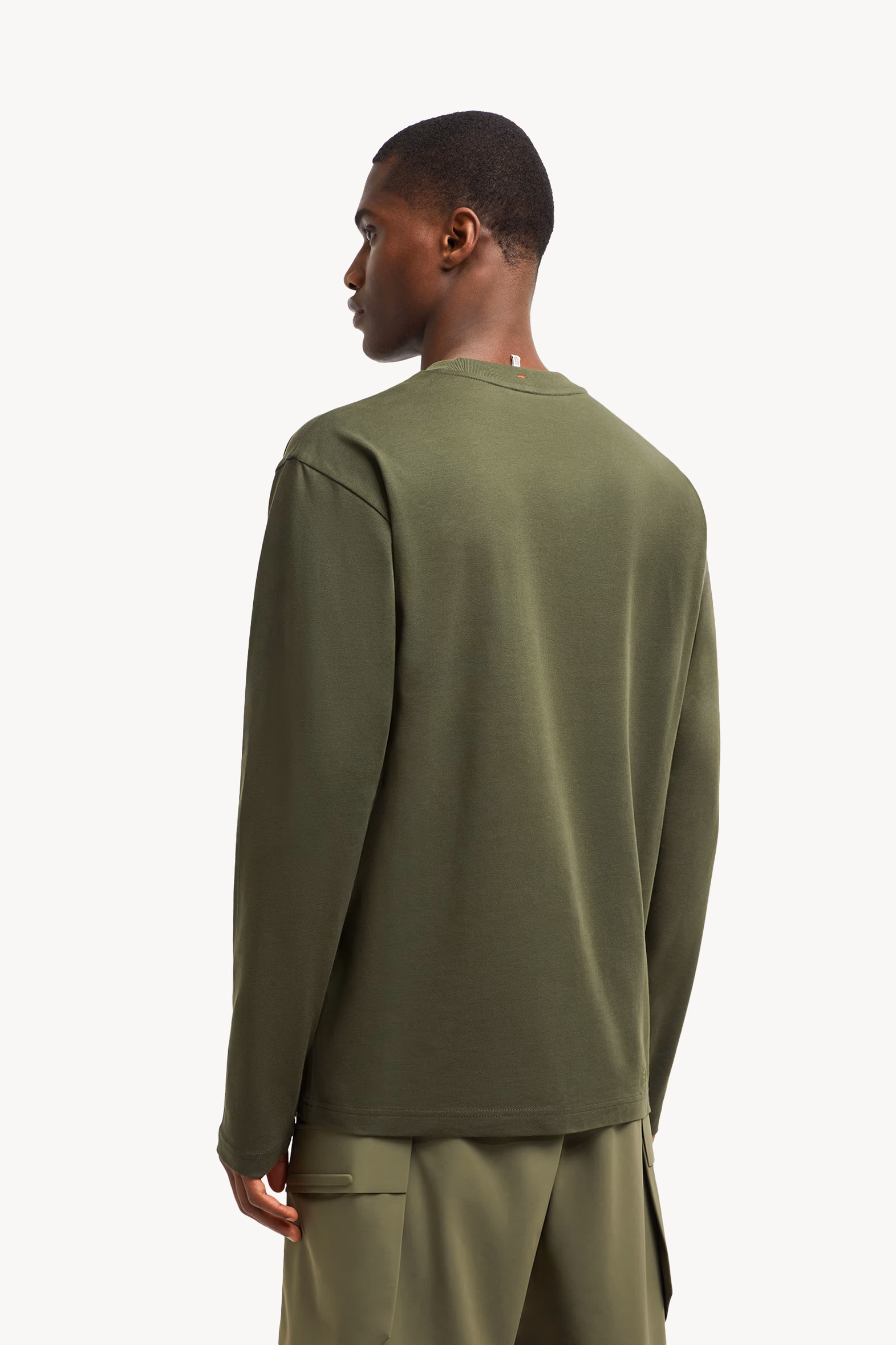 Camiseta de algodón de manga larga con logotipo Hombre Verde Oliva Moncler 5